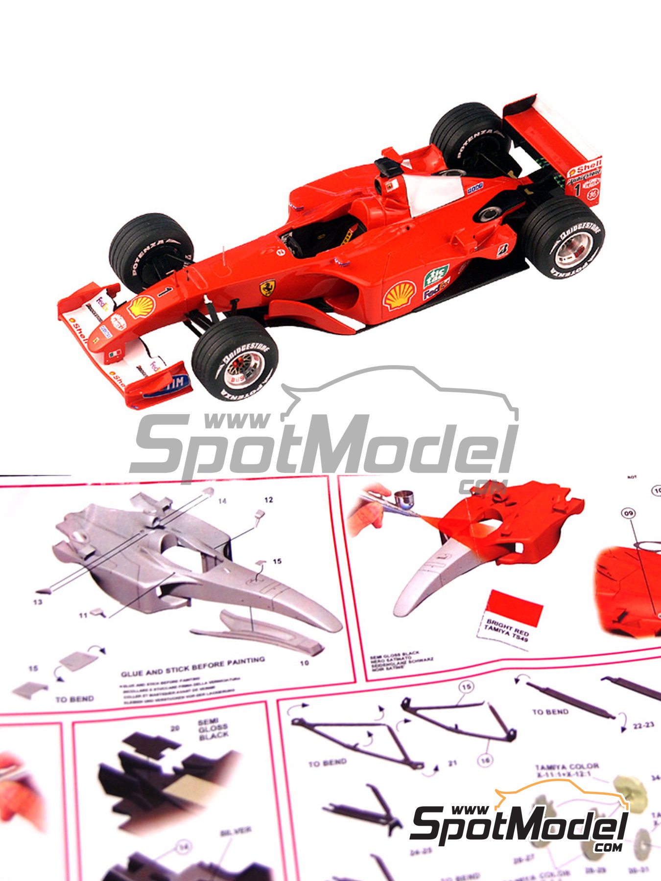 Ferrari F2001 Scuderia Ferrari Team sponsored by Marlboro - Malaysia  Formula 1 Grand Prix 2001. Car scale model kit in 1/43 scale manufactured  by Tame